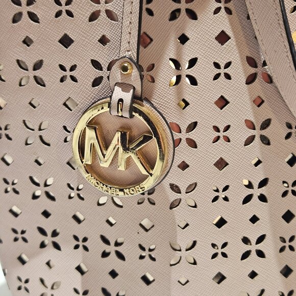 Michael Kors Hayley Purse Top Zip Pink & Gold Tote Bag Crossbody EUC $300 MSRP - Picture 3 of 15